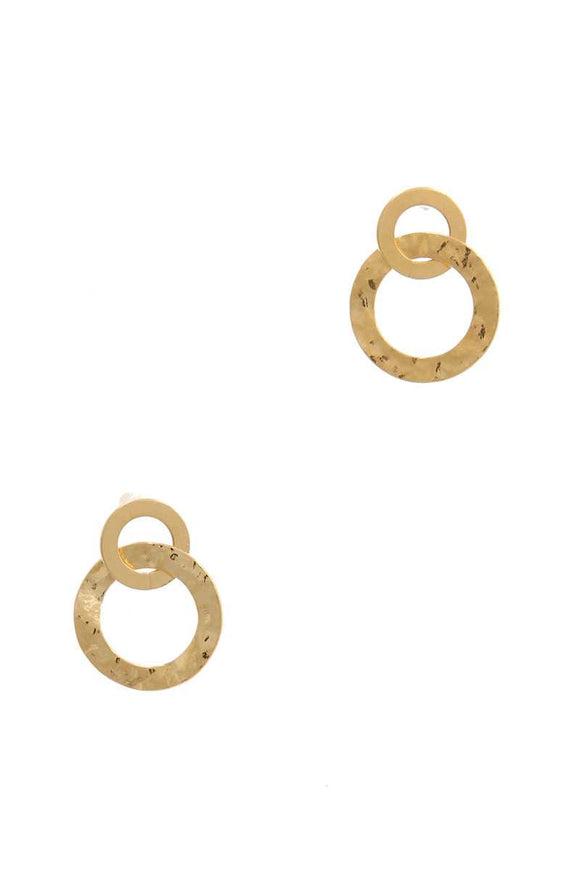 Hammered Metal Double Circle Post Earring