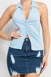 Collared Halter Open Back Top